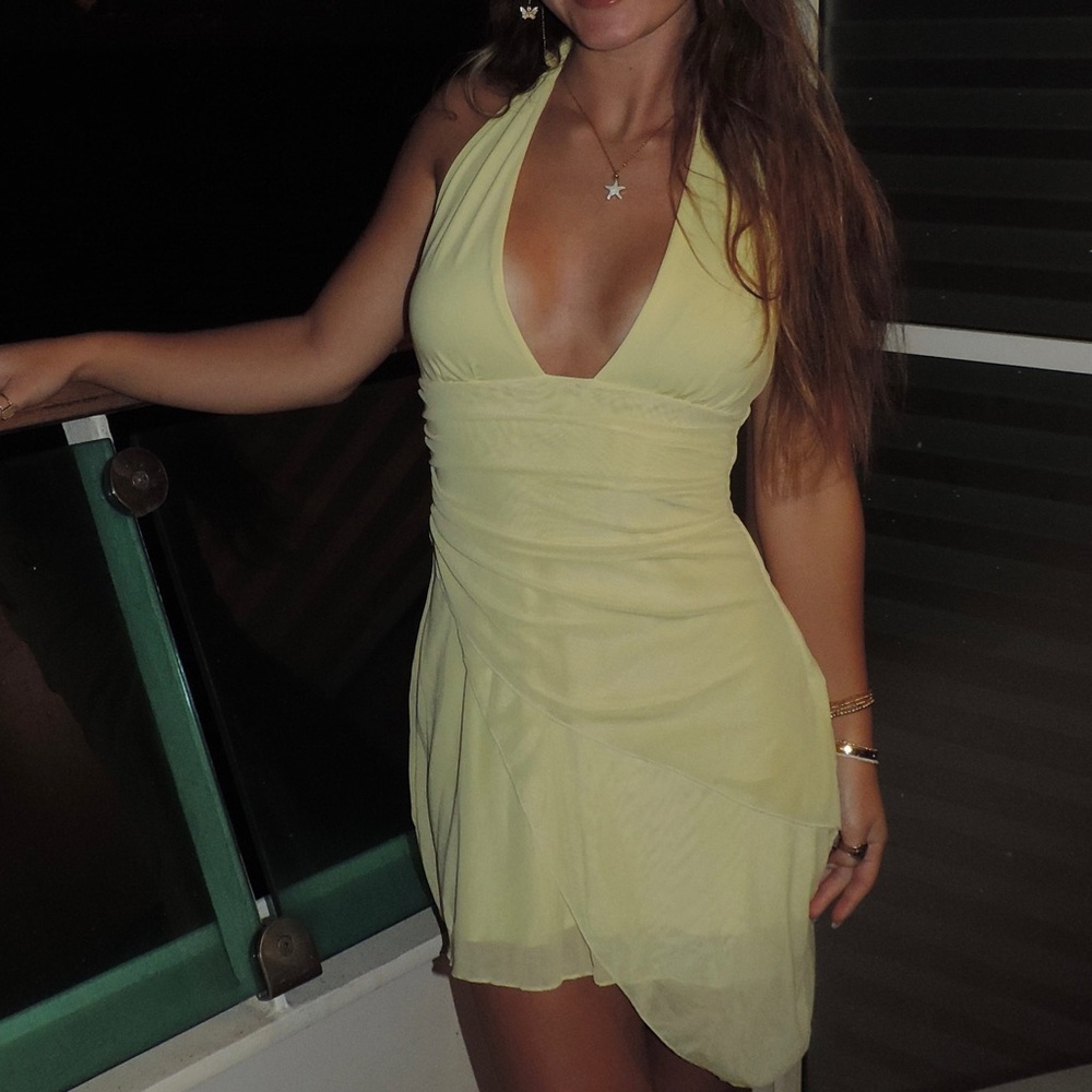 Pale Yellow Halter Dress